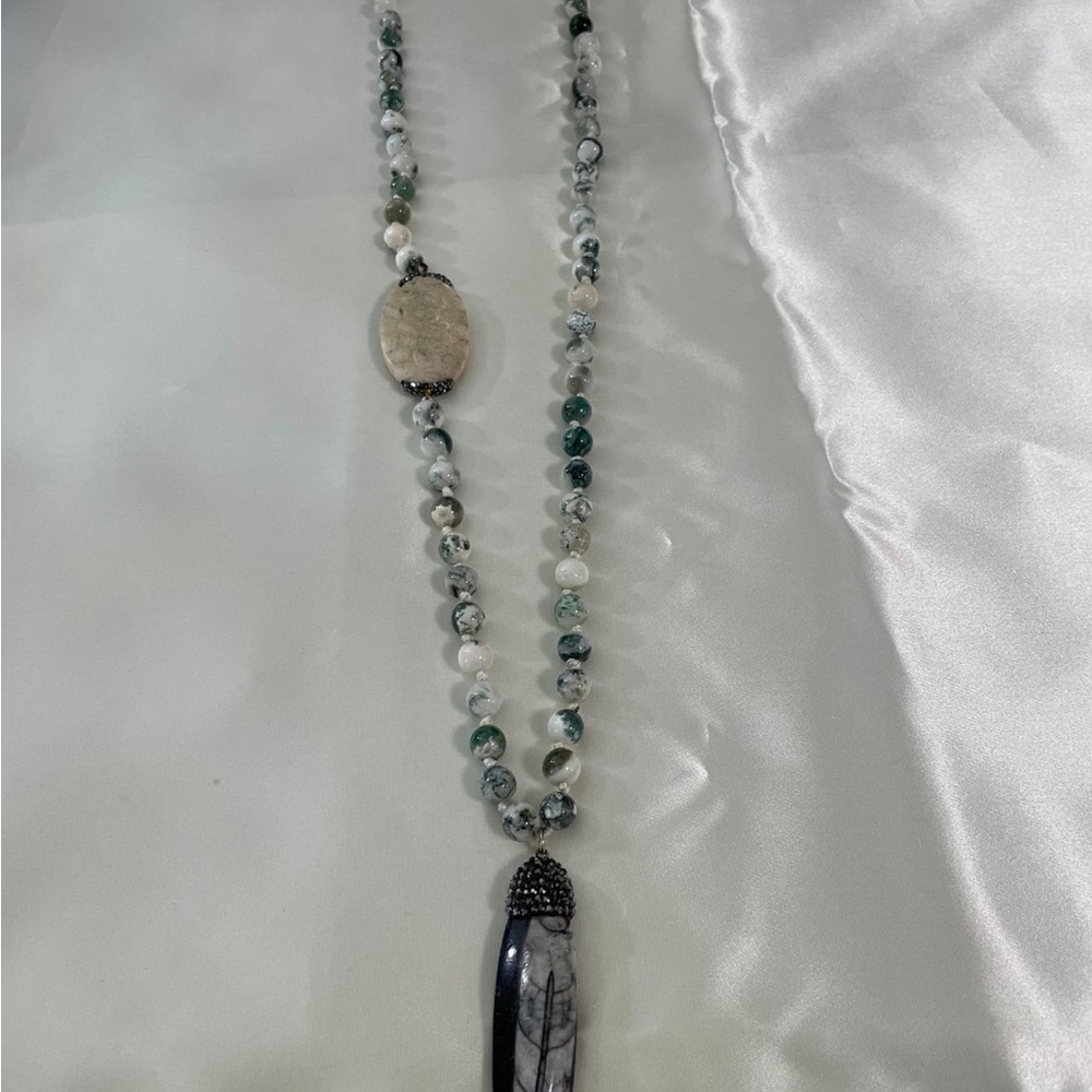 Artisan Beaded Necklace with Stone Accents